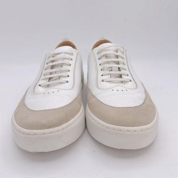 Jack Erwin - women’s Lilly low top sneaker white & beige leather lace up shoes 9 - Picture 5 of 10